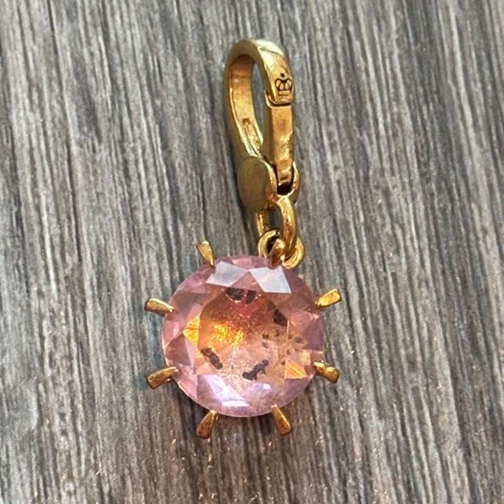 Y2K Juicy Couture Vintage Gold-Tone Pink Crystal Crown-Setting Charm